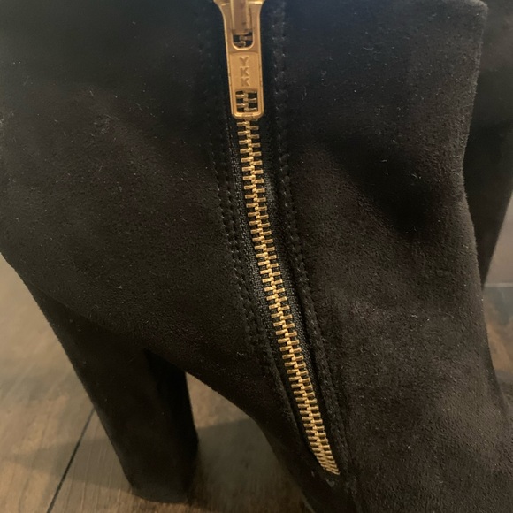 Diba Suede Gold Zipper Ankle Booties - Picture 5 of 8